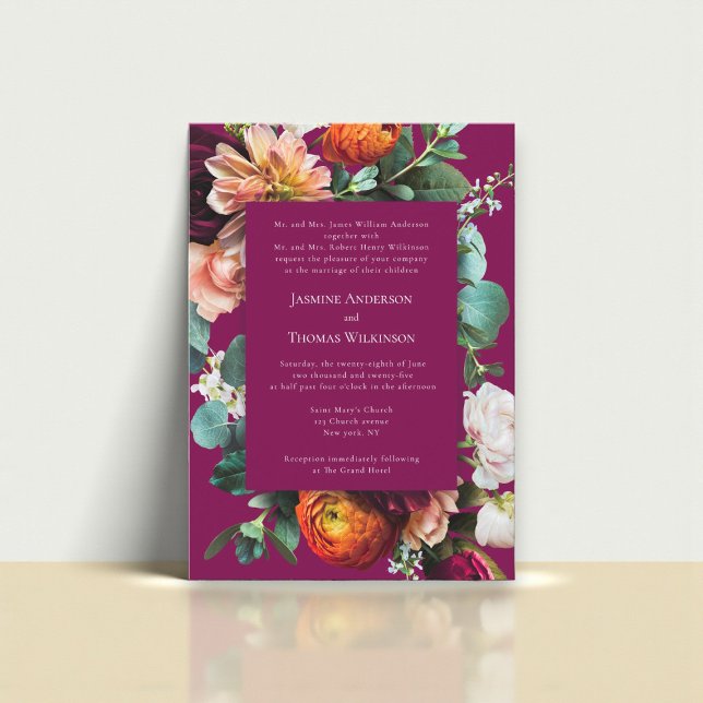 Romantic Floral Cluster Wedding Invitation (Creator Uploaded)