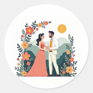 Romantic Floral Couple Sticker