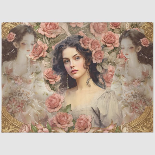 Romantic Floral Dreams Collage Decoupage Tissue Paper (Front)