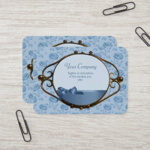Romantic floral dreamy blue elegant antique CC0337 Business Card