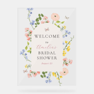 Romantic Floral Elegance Bridal Shower Welcome Acrylic Sign