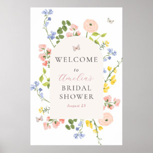 Romantic Floral Elegance Bridal Shower Welcome Poster