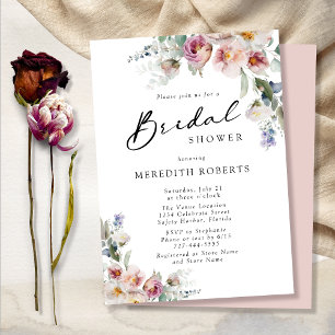Romantic Floral Eucalyptus Bouquets Bridal Shower Invitation