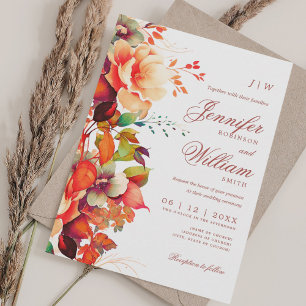 Romantic Floral Fall Autumn Wedding Elegant Invitation