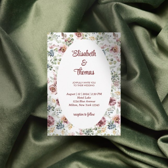 Romantic floral flowers vintage wedding invitation (Creator Uploaded)
