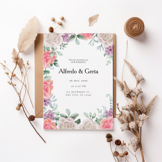 Romantic Floral Frame Wedding Invitation (Creator Uploaded)