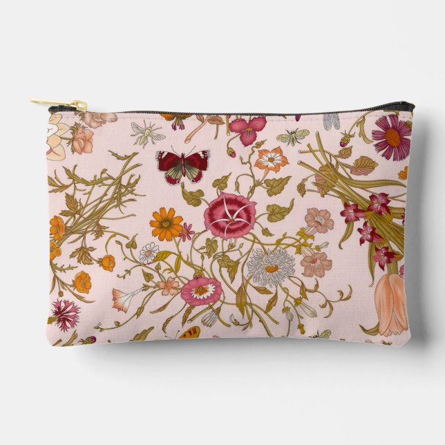 Romantic floral garden accessory pouch (Front)