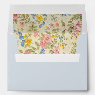 Romantic Floral Garden Blue Vintage Envelope