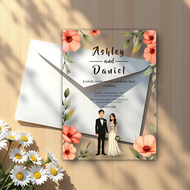 Romantic Floral Garden Bride And Groom Wedding Acrylic Invitations (Creator Uploaded)