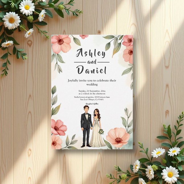 Romantic Floral Garden Bride And Groom Wedding Invitation (Creator Uploaded)