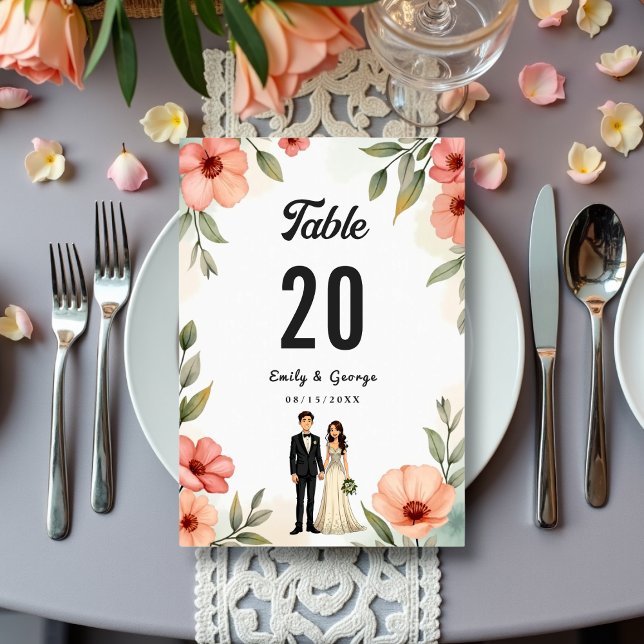 Romantic Floral Garden Bride And Groom Wedding Table Number (Creator Uploaded)