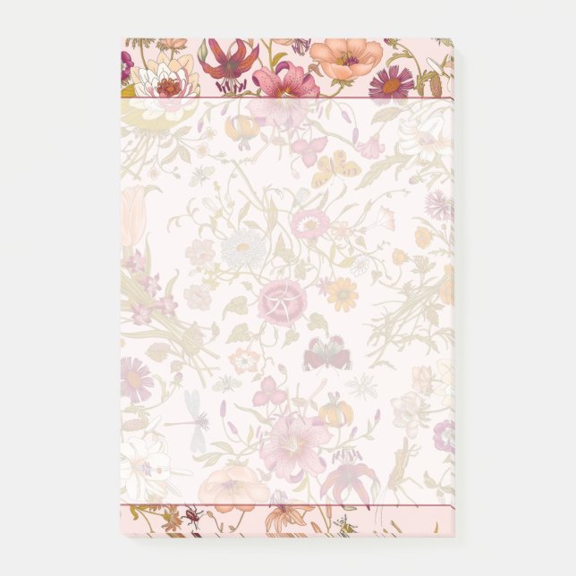 Romantic floral garden post-it notes (Front)