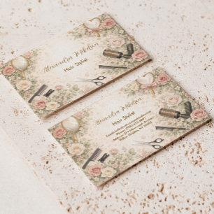 Romantic Floral Hair Studio Branding Business Card