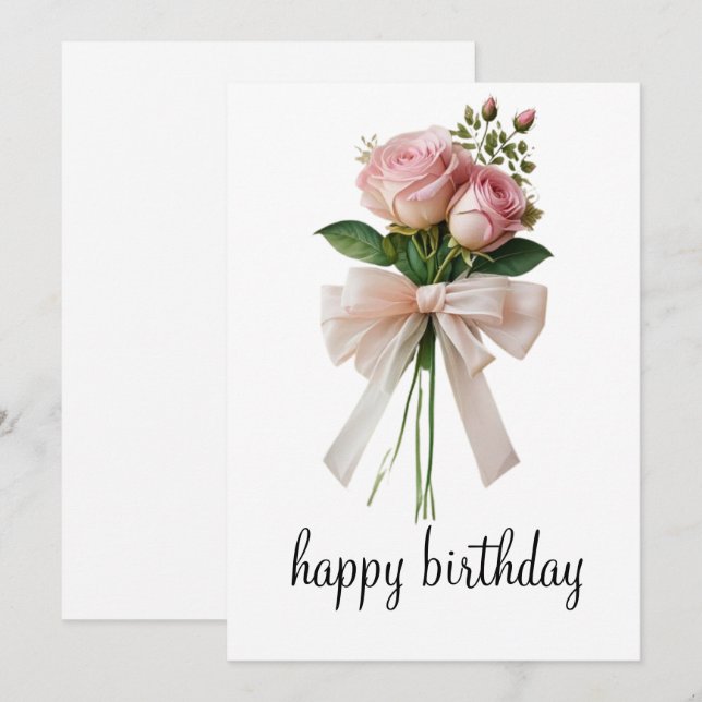 Romantic floral happy birthday card  (Front/Back)