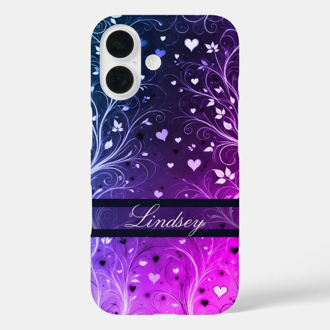 Romantic Floral Heart Pattern Case-Mate iPhone Case (Back)