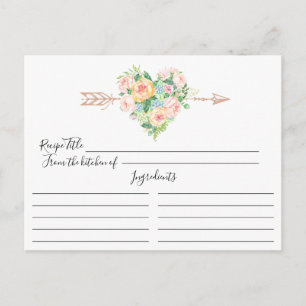 Romantic Floral Heart Recipe Card