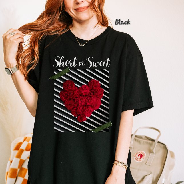 Romantic Floral Heart - Short n Sweet, Red Rose T-Shirt (Creator Uploaded)