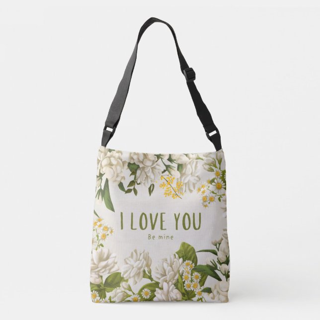 Romantic Floral I Love You Be Mine Cross Body Bag (Back)