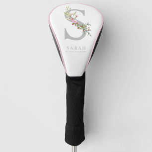 Romantic Floral Initial personal Monogram in Pink Golf Head Cover