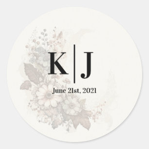 Romantic Floral lace monogram sticker