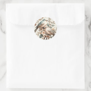 Romantic Floral LoveBird Mini Round Envelope Seal