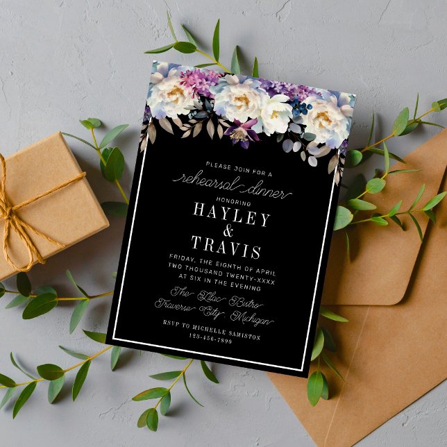 Romantic Floral Moody Dark Flower Rehearsal Dinner Invitation (Creator Uploaded)