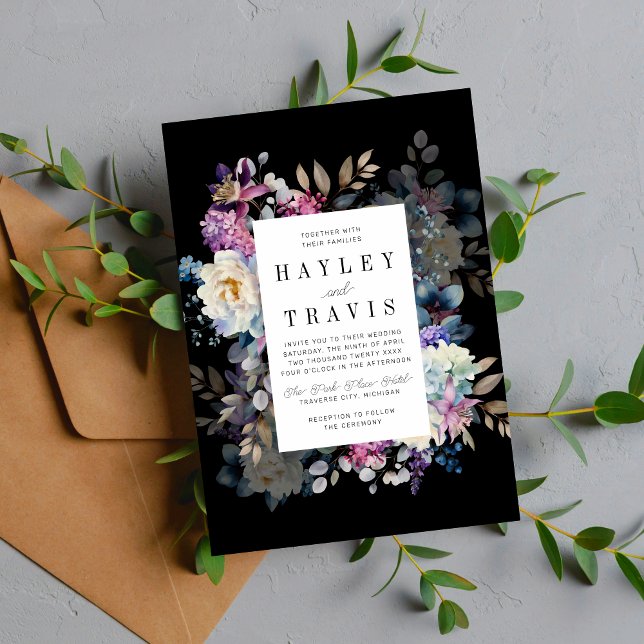 Romantic Floral Moody Dark Flowers Wedding Invitation (Creator Uploaded)