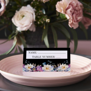 Romantic Floral Moody Dark Flowers Wedding Place Card