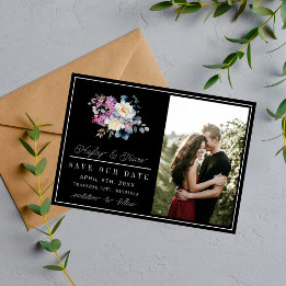 Romantic Floral Moody Dark Flowers Wedding Save The Date
