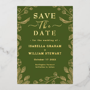 Romantic Floral Moss Green Wedding Save The Date
