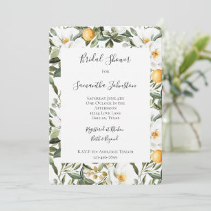 Romantic Floral Oranges Sicily Bridal Shower Invitation