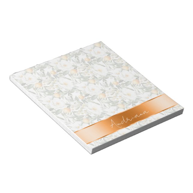 Romantic Floral Oranges Sicily Italian Notepad (Angled)