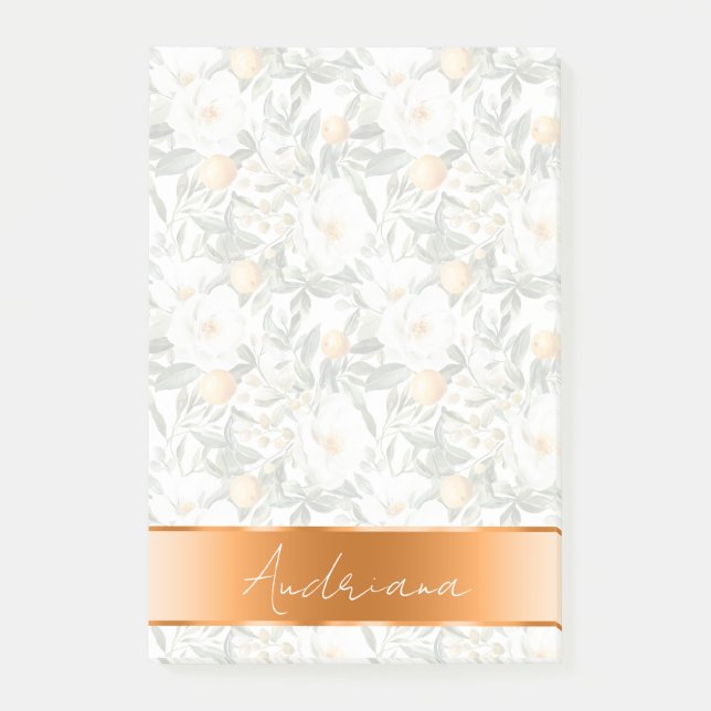 Romantic Floral Oranges Sicily Italian Post-it Notes (Front)