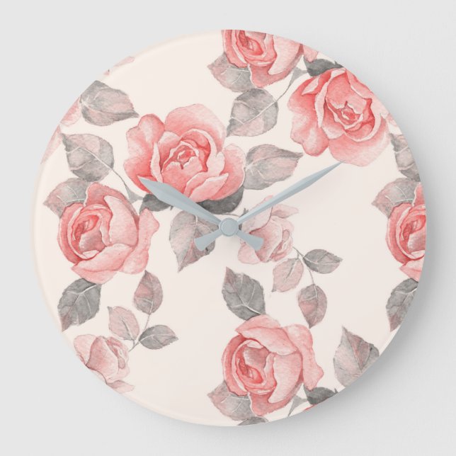 Romantic floral pattern 8 large clock (Front)