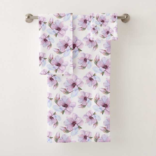 Romantic Floral Pattern Bath Towel Set (Insitu)