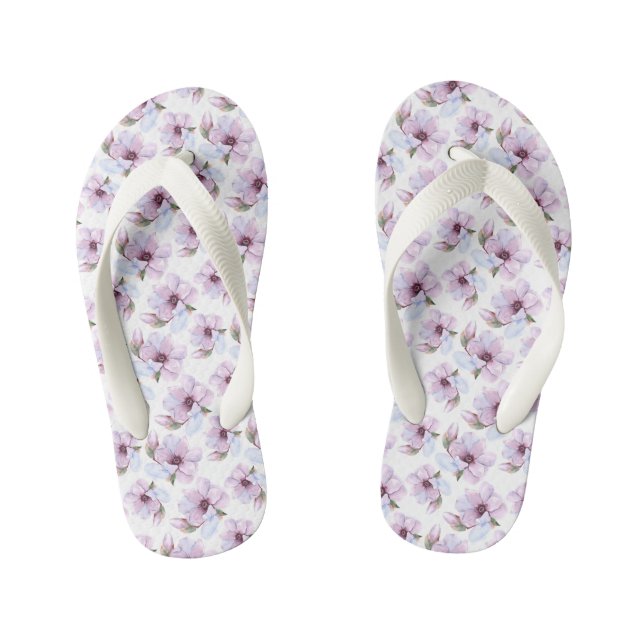 Romantic Floral Pattern Kid's Jandals (Footbed)