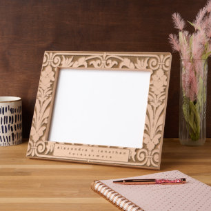 Romantic Floral Pattern Newlywed Wedding   Etched Frames