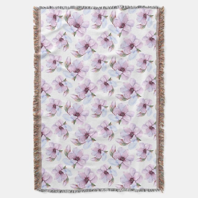 Romantic Floral Pattern Throw Blanket (Front Vertical)