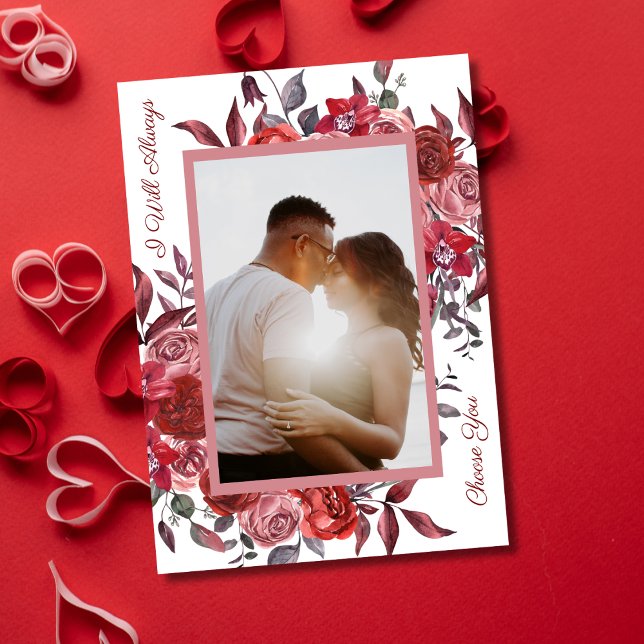 Romantic Floral Photo I Love You Valentine's Day Holiday Card (Creator Uploaded)