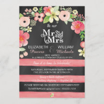 Romantic Floral Post Wedding Reception Only Invite