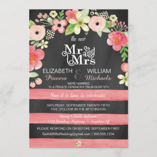 Romantic Floral Post Wedding Reception Only Invite