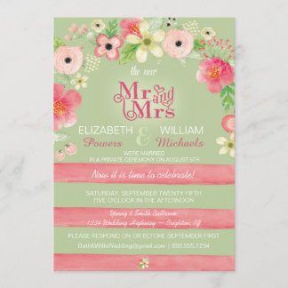 Romantic Floral Post Wedding Reception Only Invite