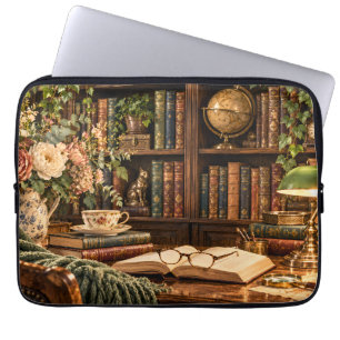 Romantic Floral Reading Laptop Sleeve
