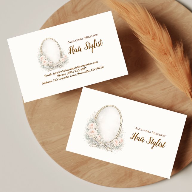 Romantic Floral Salon Hair Stylist Business Card (Creator Uploaded)
