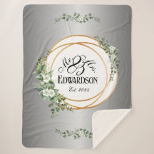 Romantic Floral Sherpa Blanket Golden Rings
