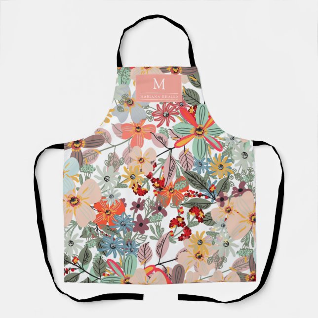 Romantic Floral soft Pink Green peach  Classic   Apron (Front)