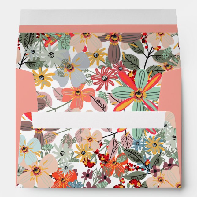 Romantic Floral soft Pink Green peach  Classic  Envelope (Back (Bottom))
