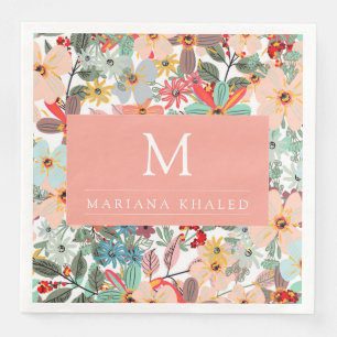 Romantic Floral soft Pink Green peach Classic Napkin