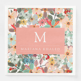 Romantic Floral soft Pink Green peach  Classic   Napkin