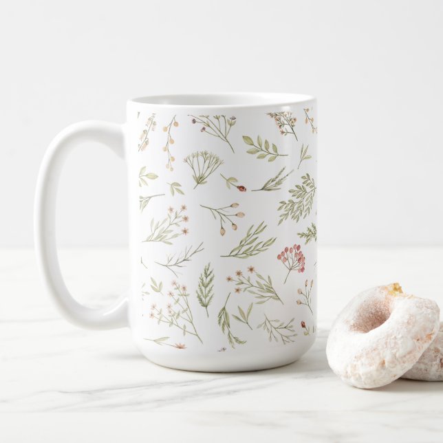 Romantic floral spring coffe tea mug (With Donut)